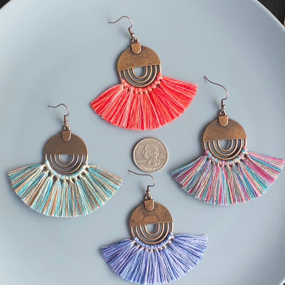 NEW "Nile" Tassel Earrings (Blue) - Picture 6 of 8